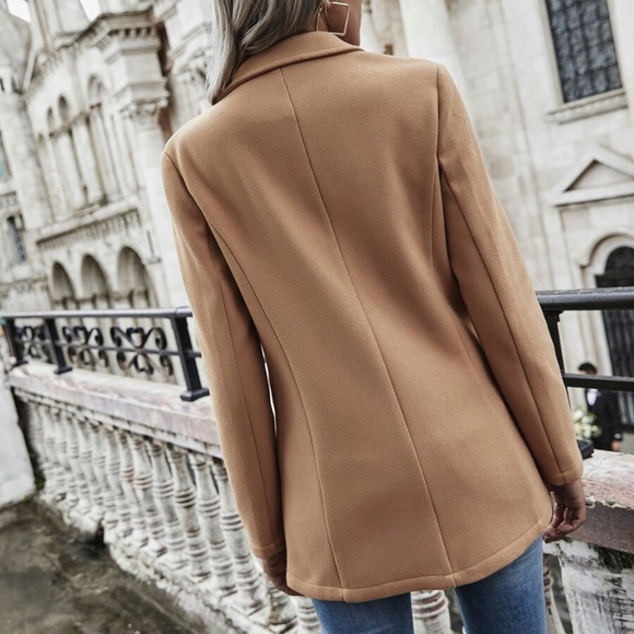 Classic Khaki Tan Button Minimalist Jacket Blazer - Picture 5 of 5